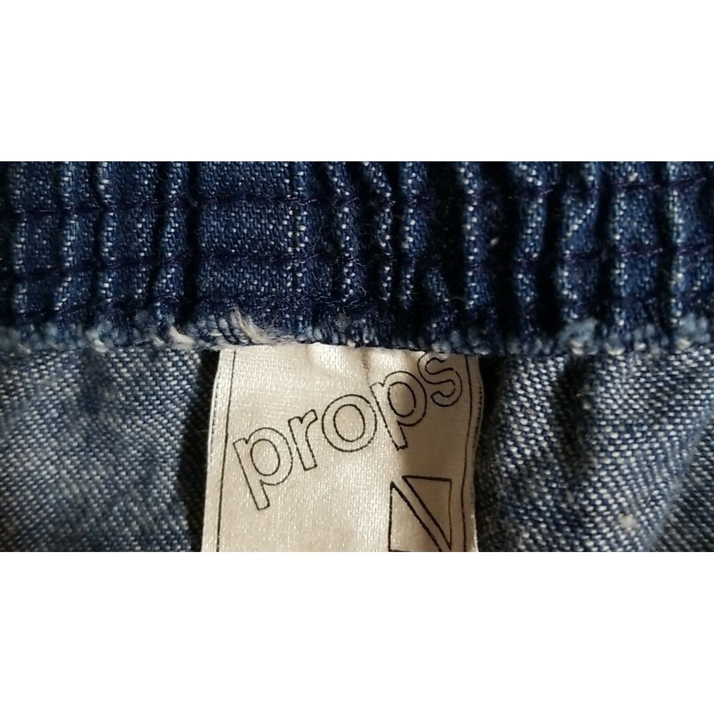 Vtg 80s Skirt A-Line Long Dark Wash Denim Mom S Pleats Elastic Pockets Modest - Picture 9 of 14